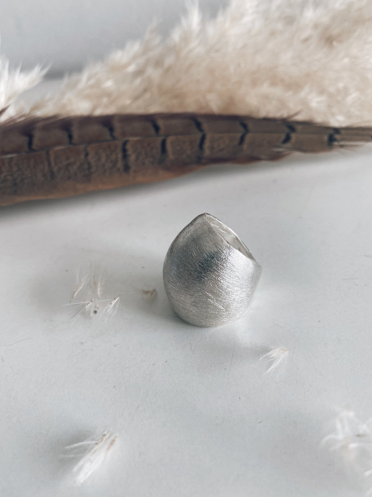 Sterling Silver wide band with texture Ring - KathyRossJewelry