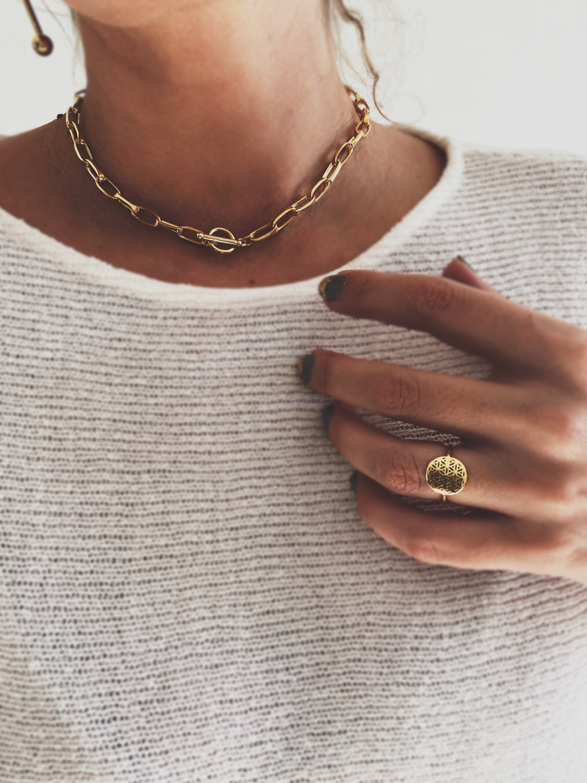 18k gold filled sterling silver paperclip chain necklace with t bar clasp - KathyRossJewelry