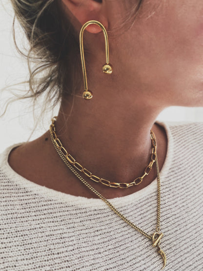 18k gold filled sterling silver paperclip chain necklace with t bar clasp - KathyRossJewelry