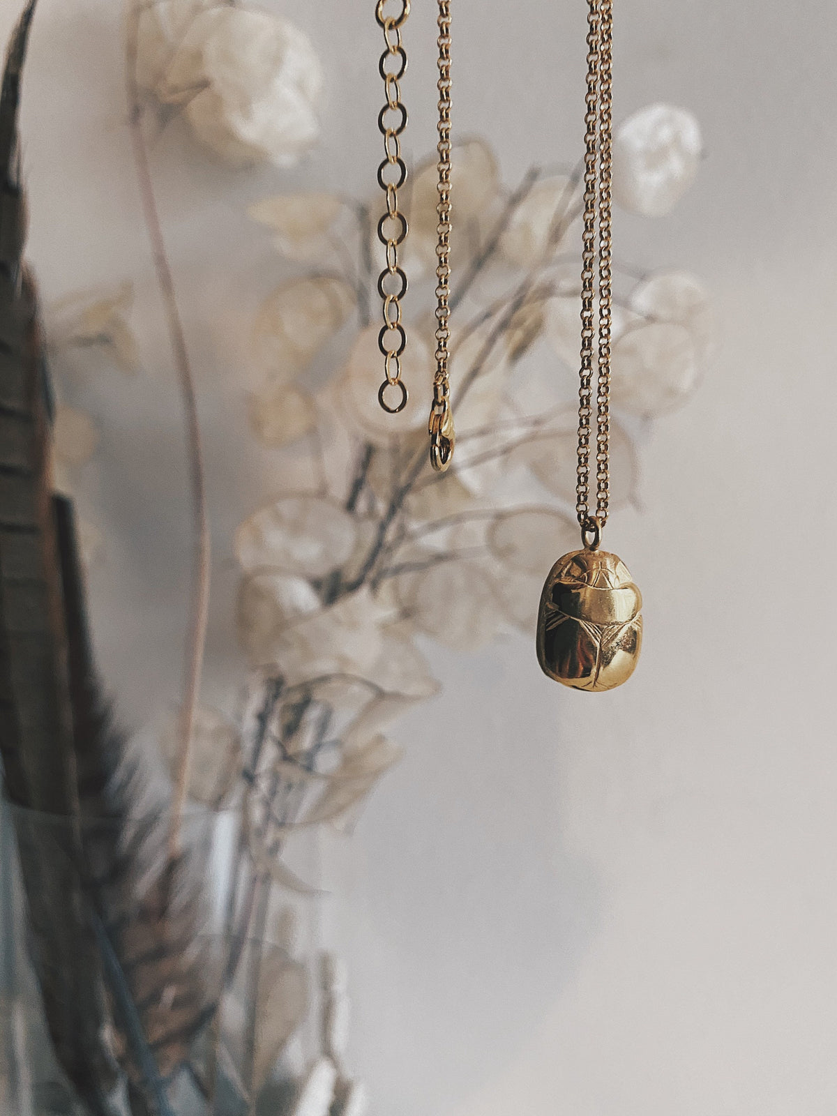 Egyptian Scarab 18k gold filled solid sterling silver 925 necklace : Protection Amulet Gift - KathyRossJewelry