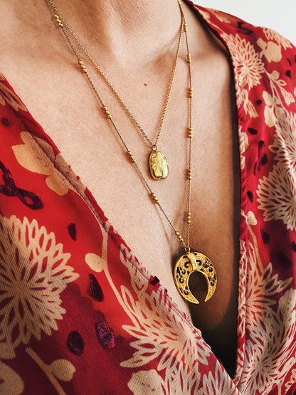 Egyptian Scarab 18k gold filled solid sterling silver 925 necklace : Protection Amulet Gift - KathyRossJewelry
