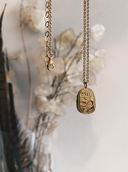 Egyptian Scarab 18k gold filled solid sterling silver 925 necklace : Protection Amulet Gift - KathyRossJewelry