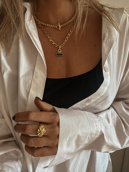 Thick bold rolo chain necklace : 18k gold filled sterling silver with t clasp - KathyRossJewelry