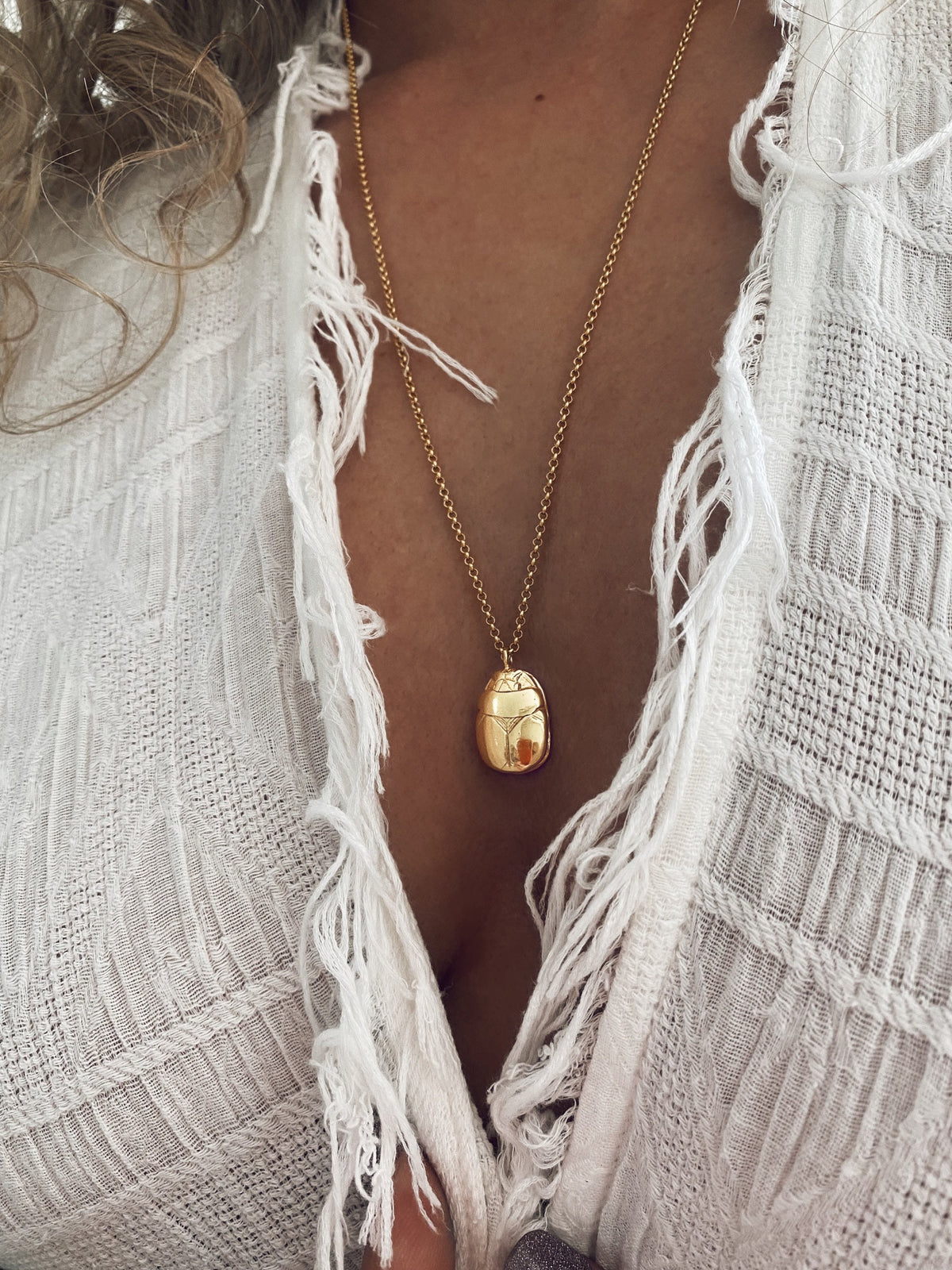 Egyptian Scarab 18k gold filled solid sterling silver 925 necklace : Protection Amulet Gift - KathyRossJewelry