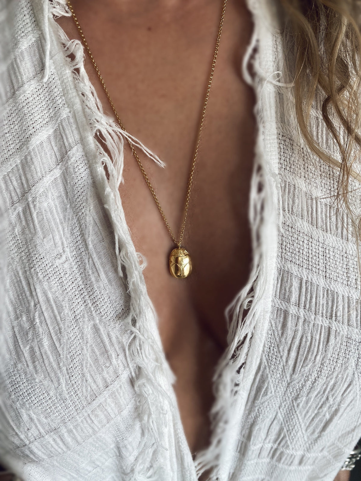 Egyptian Scarab 18k gold filled solid sterling silver 925 necklace : Protection Amulet Gift - KathyRossJewelry