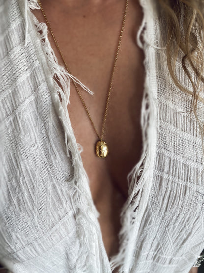 Egyptian Scarab 18k gold filled solid sterling silver 925 necklace : Protection Amulet Gift - KathyRossJewelry