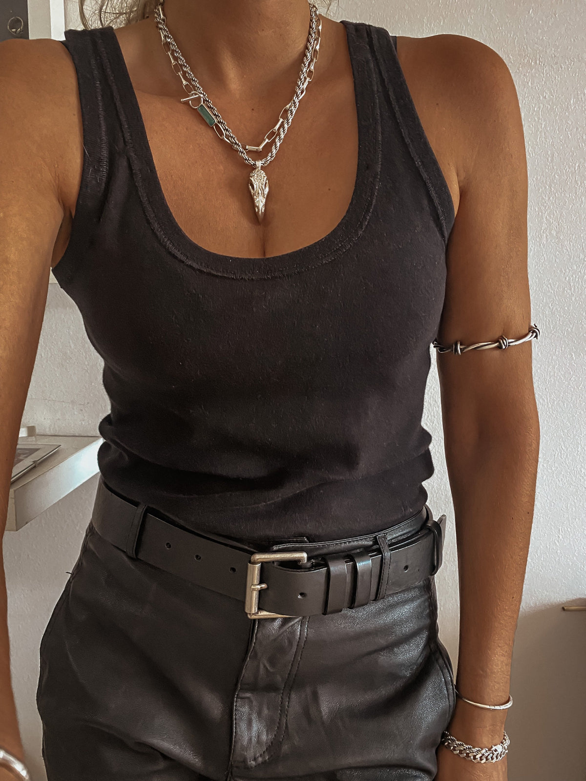 Oxidized Sterling Silver Barbed Wire cuff Bracelet - KathyRossJewelry