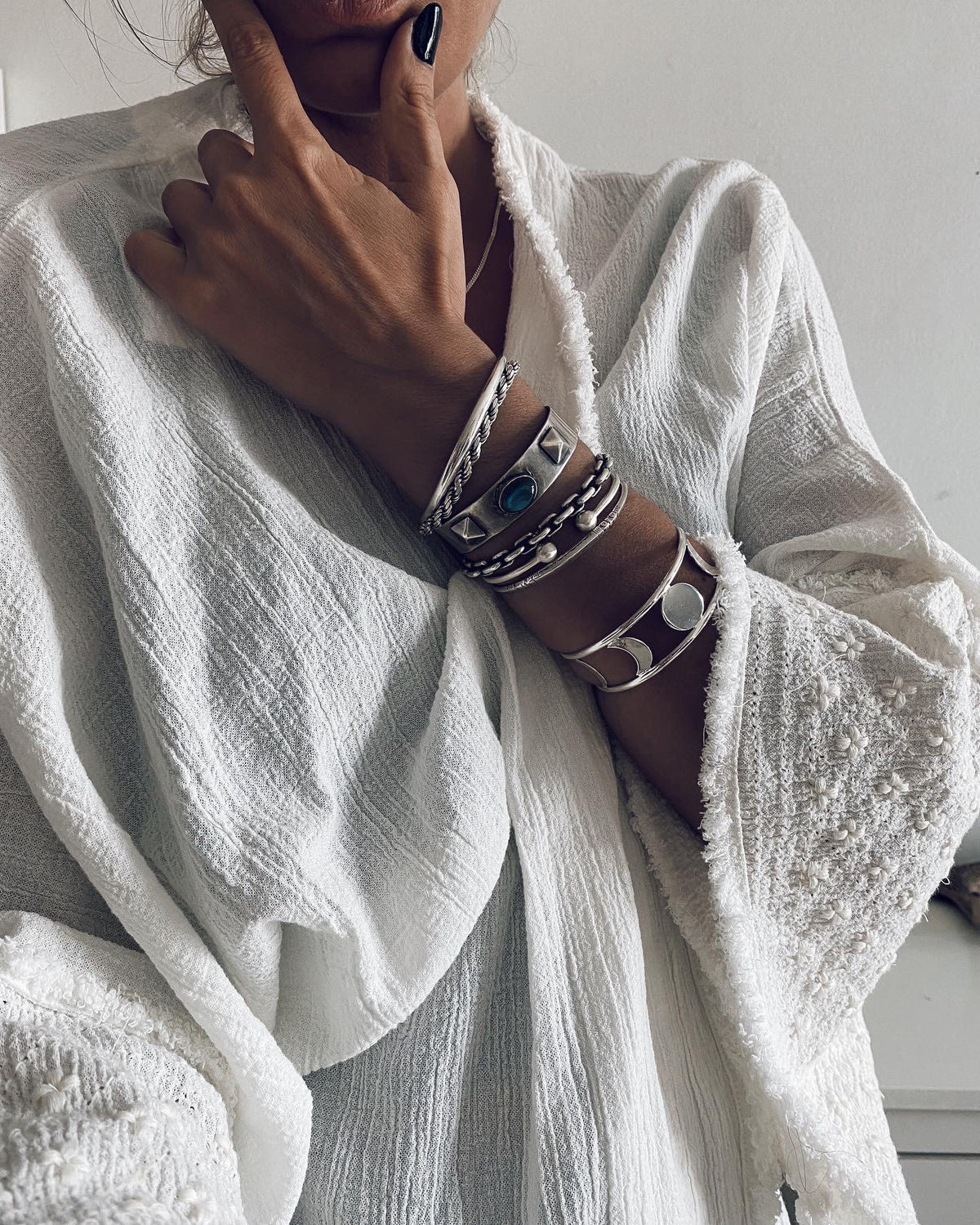 Sterling Silver 925 Moon Phases Cuff Bracelet - KathyRossJewelry