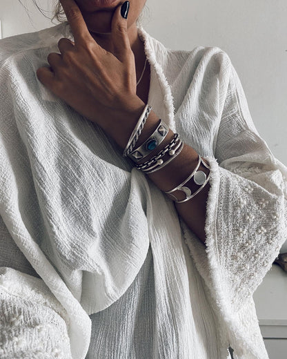 Sterling Silver 925 Moon Phases Cuff Bracelet - KathyRossJewelry