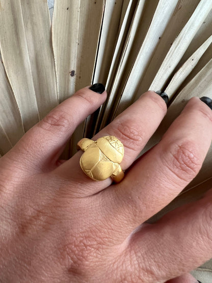 Gold Egyptian Scarab Ring: 925 Silver ancient Egyptian jewelry with Hieroglyphics Protection Amulet Gift - KathyRossJewelry