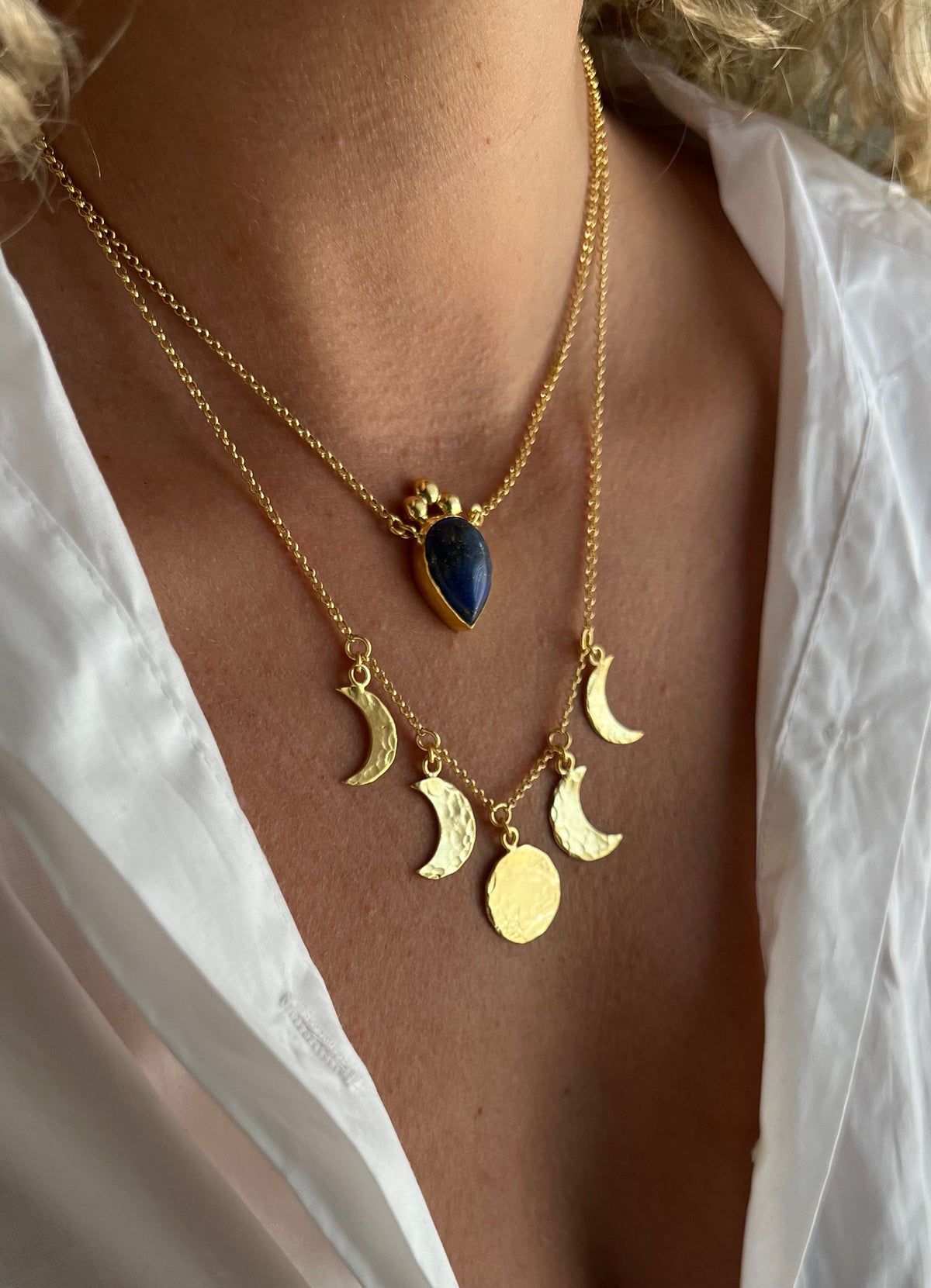 18k gold filled sterling silver Moon phase necklace - KathyRossJewelry