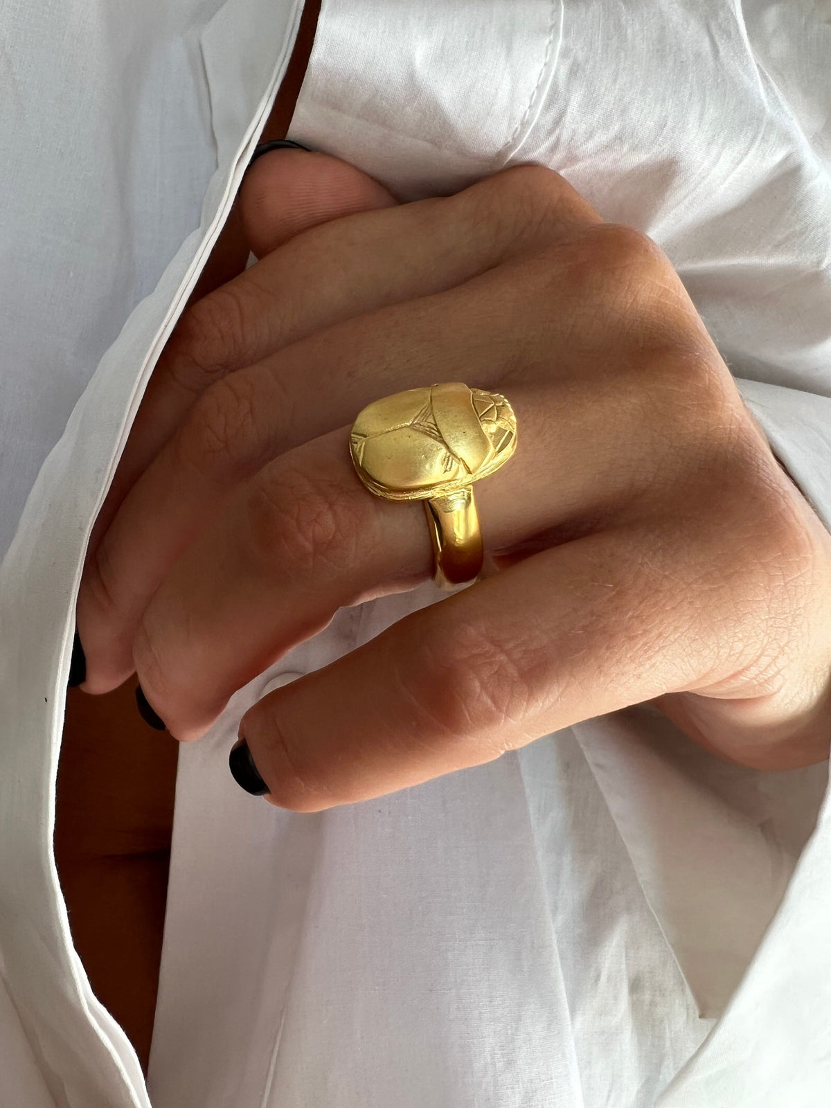 Gold Egyptian Scarab Ring: 925 Silver ancient Egyptian jewelry with Hieroglyphics Protection Amulet Gift - KathyRossJewelry