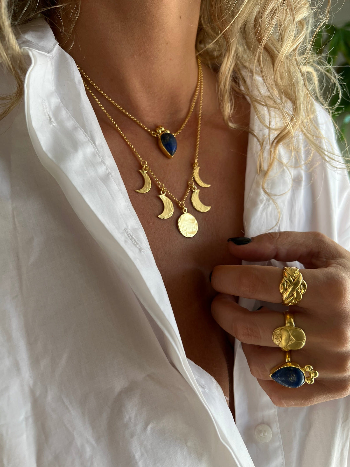 18k gold filled sterling silver Moon phase necklace - KathyRossJewelry