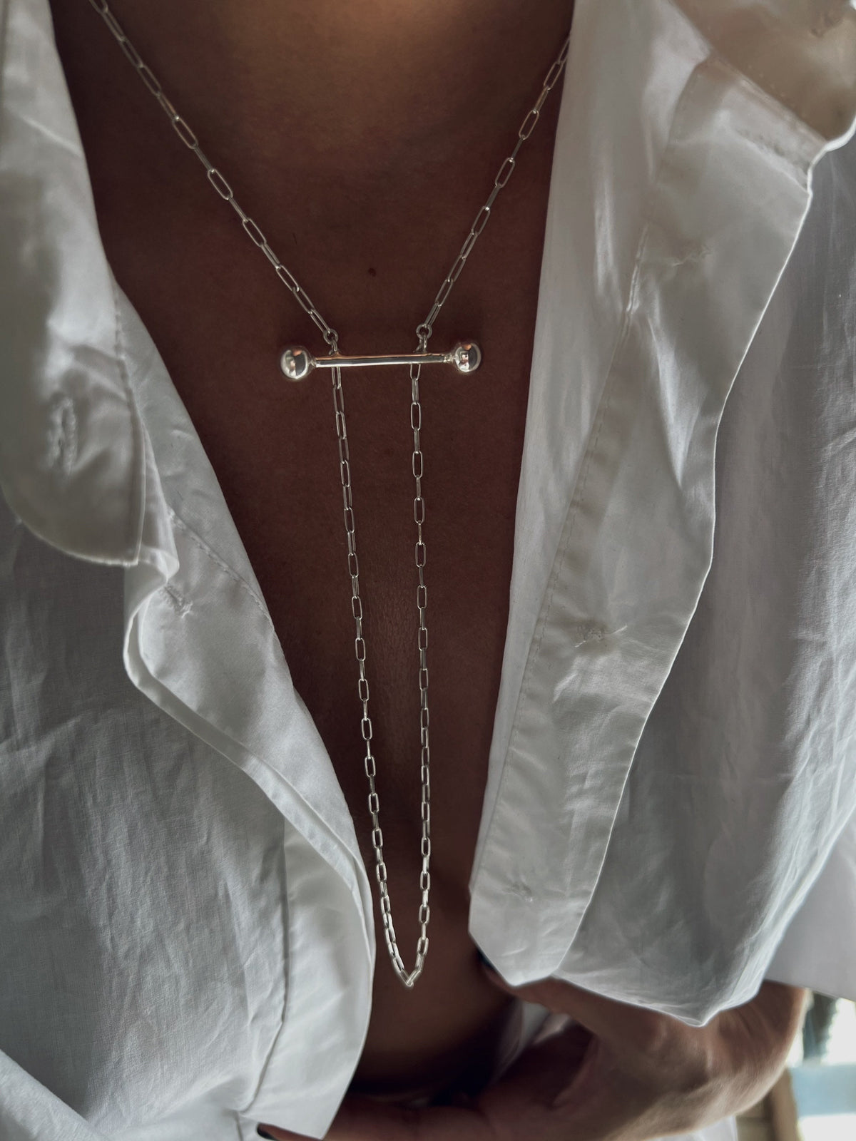 Silver Lariat Necklace: Handmade Minimalist Jewelry - KathyRossJewelry