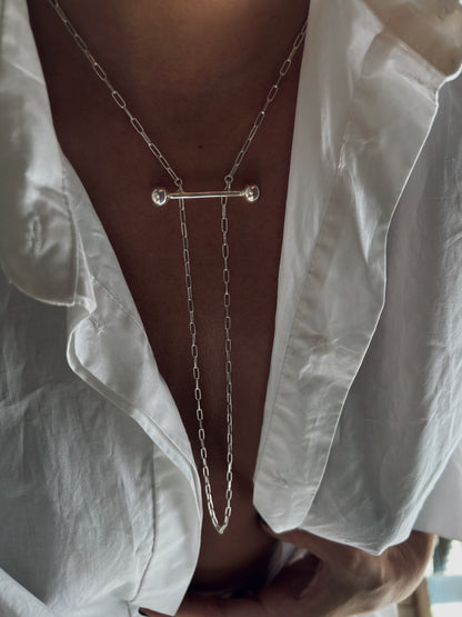 Silver Lariat Necklace: Handmade Minimalist Jewelry - KathyRossJewelry