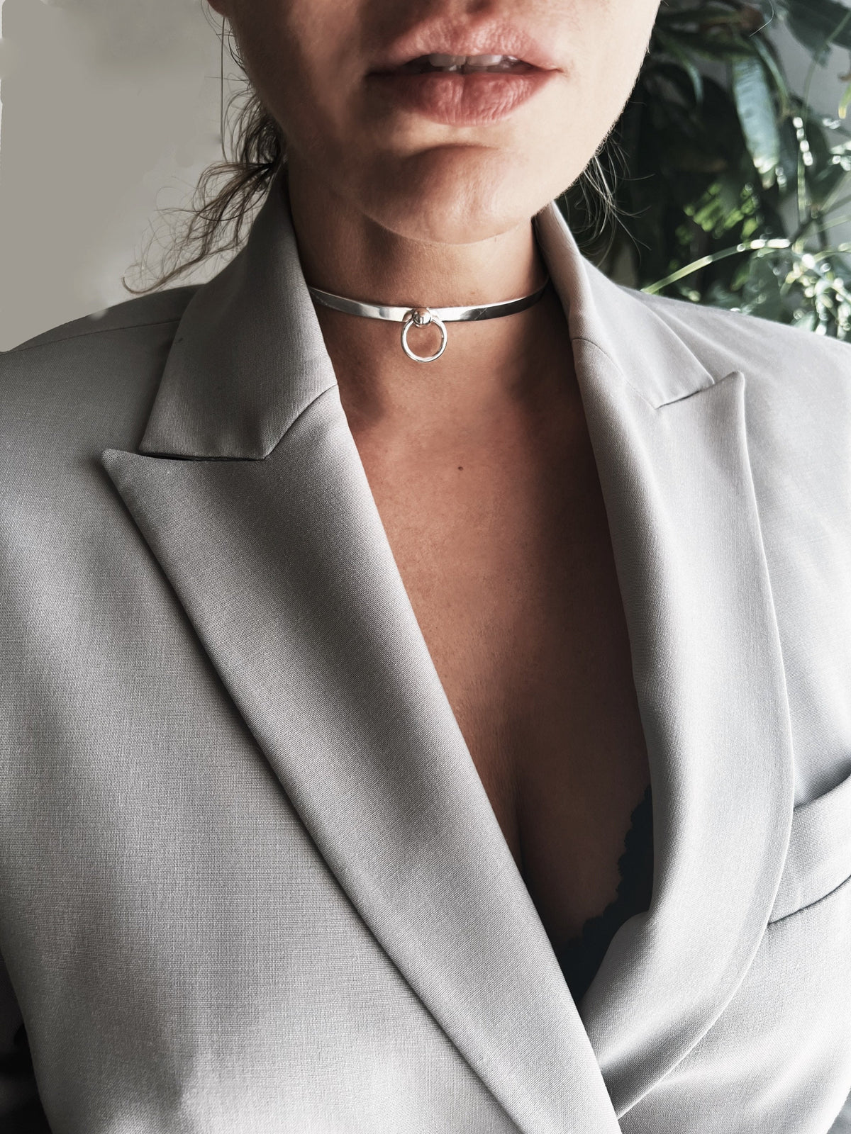 Silver Choker: Minimalist naughty elegant collar Necklace - KathyRossJewelry