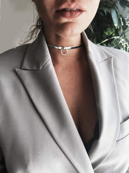 Silver Choker: Minimalist naughty elegant collar Necklace - KathyRossJewelry