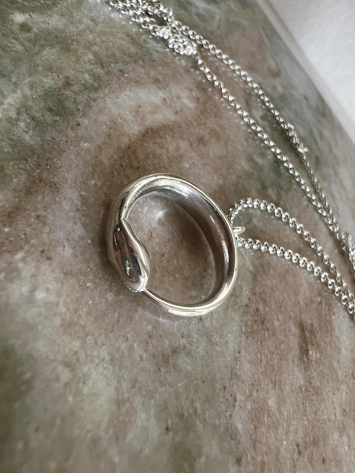 Sterling Silver Ouroboros Snake Necklace: Alchemist’s Serpent pendant - KathyRossJewelry