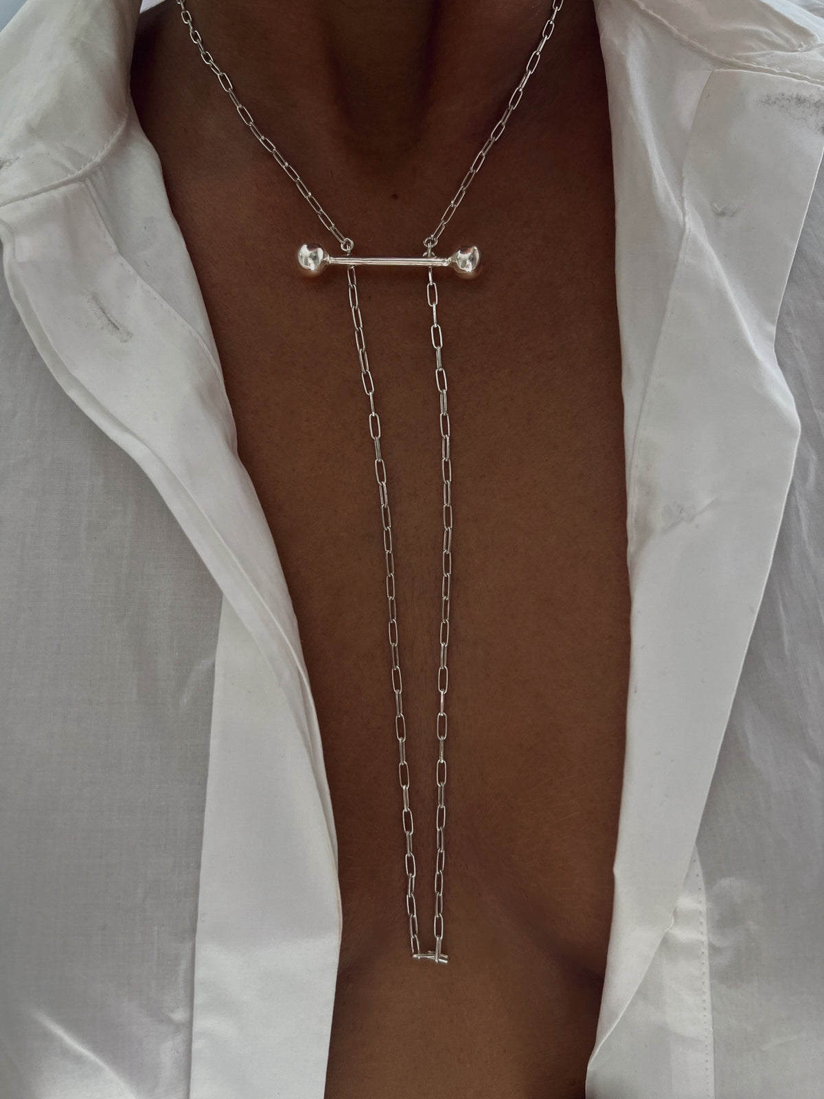 Silver Lariat Necklace: Handmade Minimalist Jewelry - KathyRossJewelry