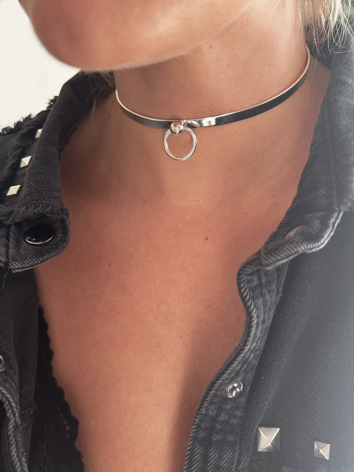 Silver Choker: Minimalist naughty elegant collar Necklace - KathyRossJewelry