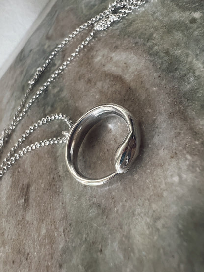 Sterling Silver Ouroboros Snake Necklace: Alchemist’s Serpent pendant - KathyRossJewelry
