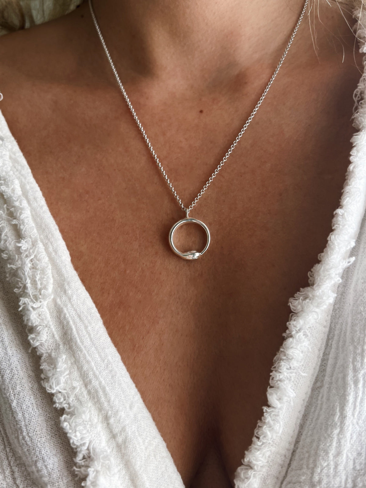 Sterling Silver Ouroboros Snake Necklace: Alchemist’s Serpent pendant - KathyRossJewelry