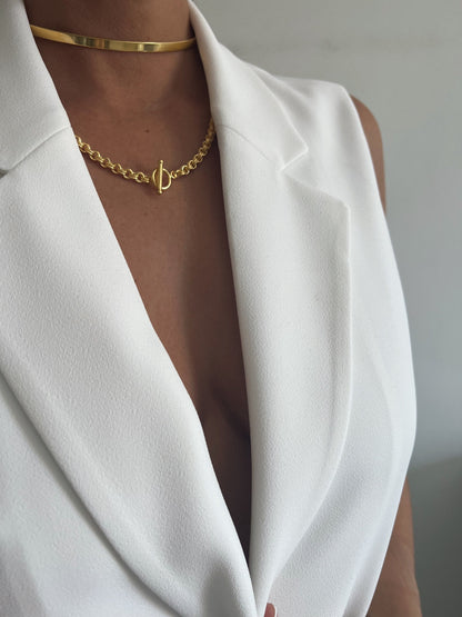 Thick bold rolo chain necklace : 18k gold filled sterling silver with t clasp - KathyRossJewelry