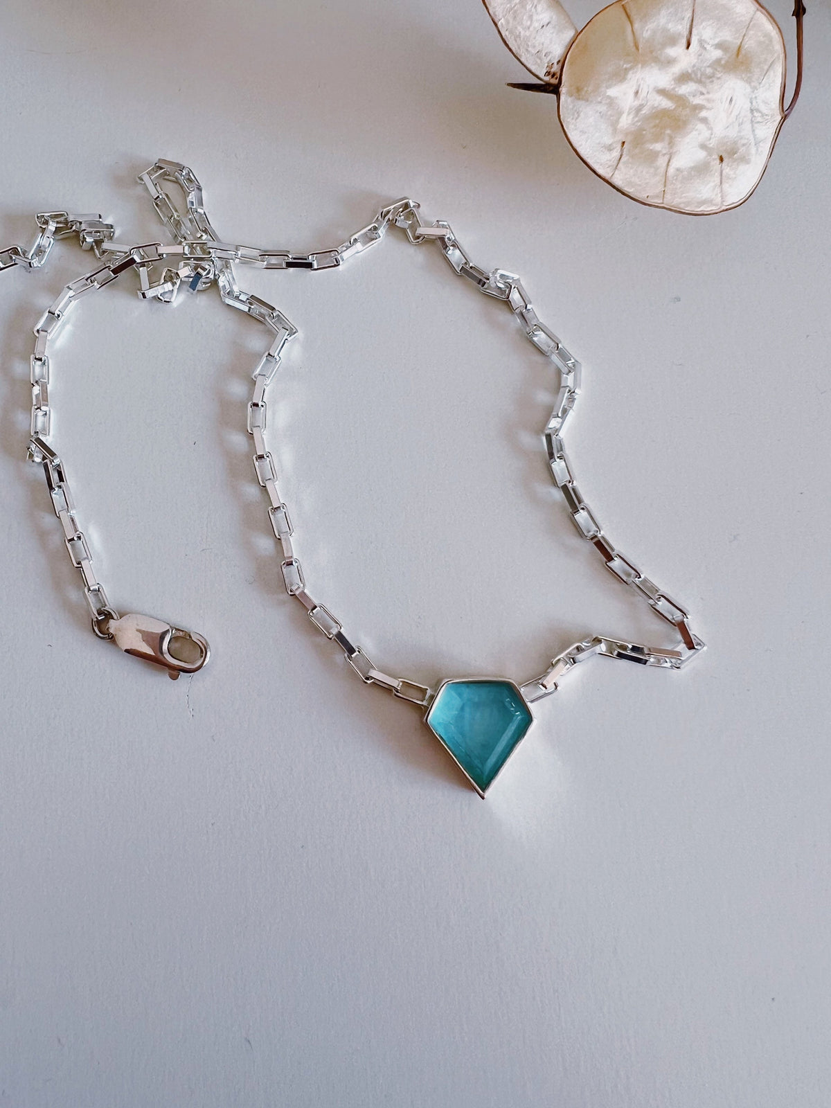 Gold filled solid silver chain necklace with Black Diamond shape gemstone - KathyRossJewelry