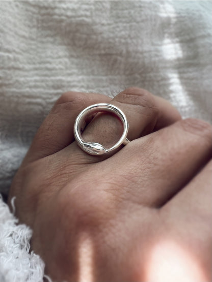 Solid sterling Silver Ouroboros Snake Ring: hollow ring - KathyRossJewelry