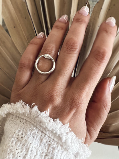 Solid sterling Silver Ouroboros Snake Ring: hollow ring - KathyRossJewelry