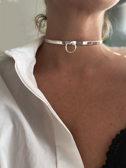 Silver Choker: Minimalist naughty elegant collar Necklace - KathyRossJewelry