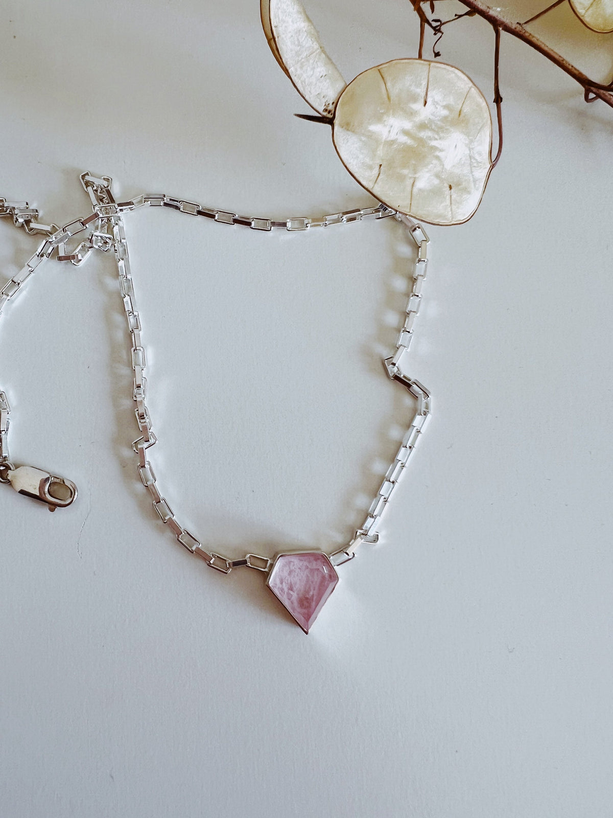Gold filled solid silver chain necklace with Black Diamond shape gemstone - KathyRossJewelry