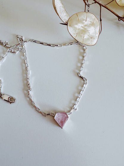 Gold filled solid silver chain necklace with Black Diamond shape gemstone - KathyRossJewelry