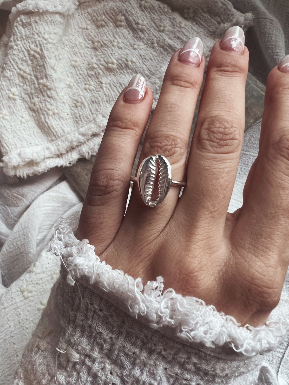 Silver 925 puka shell ring - KathyRossJewelry