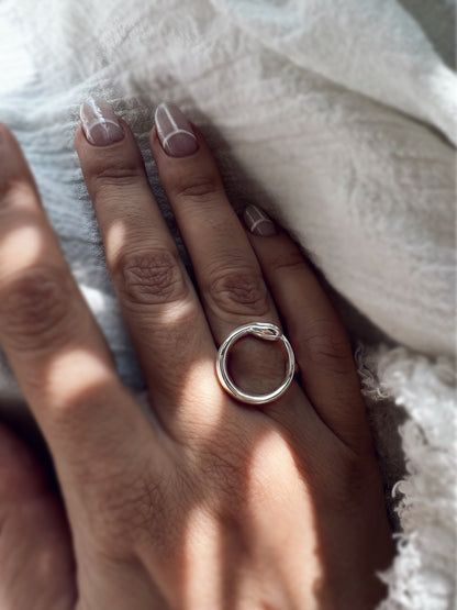 Solid sterling Silver Ouroboros Snake Ring: hollow ring - KathyRossJewelry