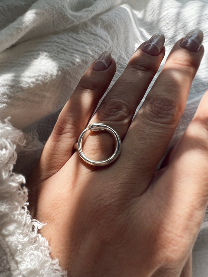 Solid sterling Silver Ouroboros Snake Ring: hollow ring - KathyRossJewelry