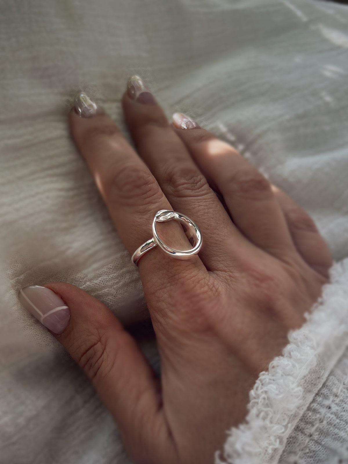 Solid sterling Silver Ouroboros Snake Ring: hollow ring - KathyRossJewelry