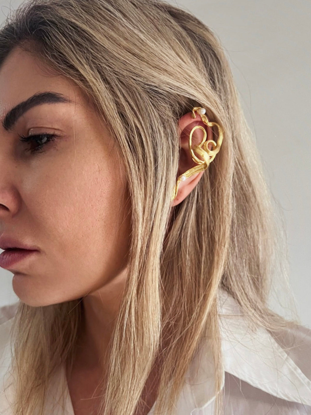 Pearl Ear Climbers: gold filled Solid Sterling Silver 925 earrings - KathyRossJewelry