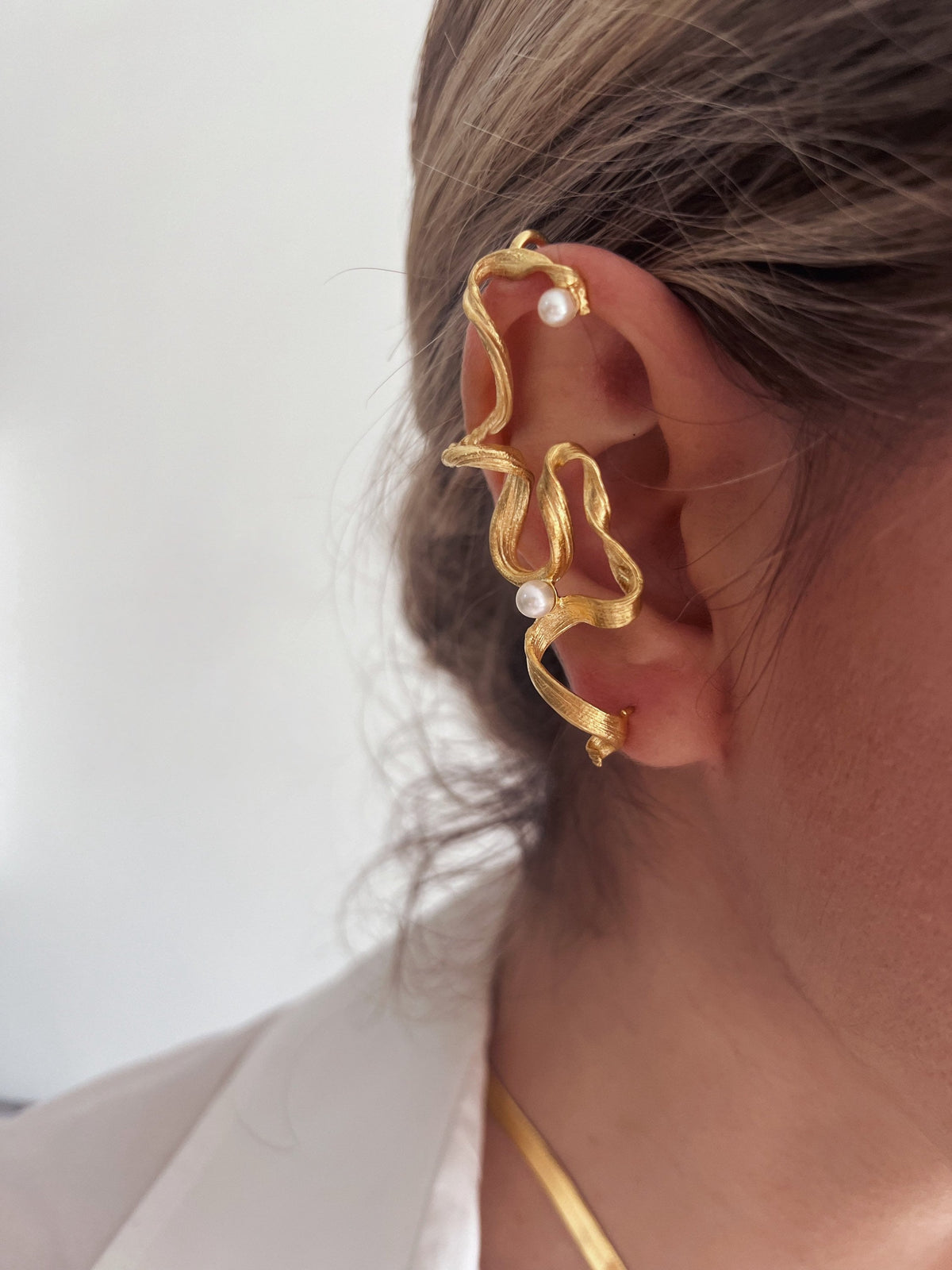 Pearl Ear Climbers: gold filled Solid Sterling Silver 925 earrings - KathyRossJewelry