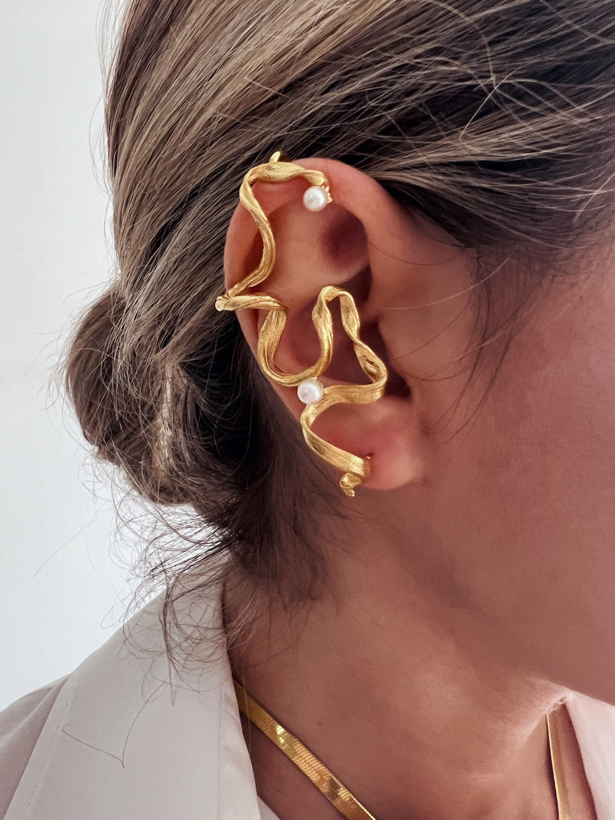 Pearl Ear Climbers: gold filled Solid Sterling Silver 925 earrings - KathyRossJewelry