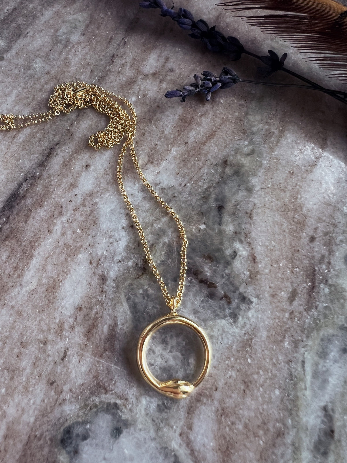 Gold Ouroboros Necklace: 18k gold filled Sterling Silver Serpent Pendant - KathyRossJewelry