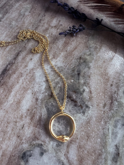 Gold Ouroboros Necklace: 18k gold filled Sterling Silver Serpent Pendant - KathyRossJewelry