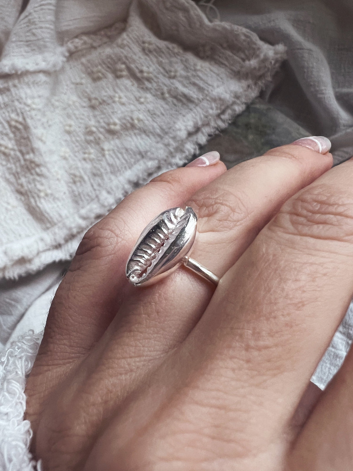 Silver 925 puka shell ring - KathyRossJewelry
