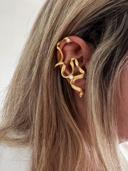 Pearl Ear Climbers: gold filled Solid Sterling Silver 925 earrings - KathyRossJewelry