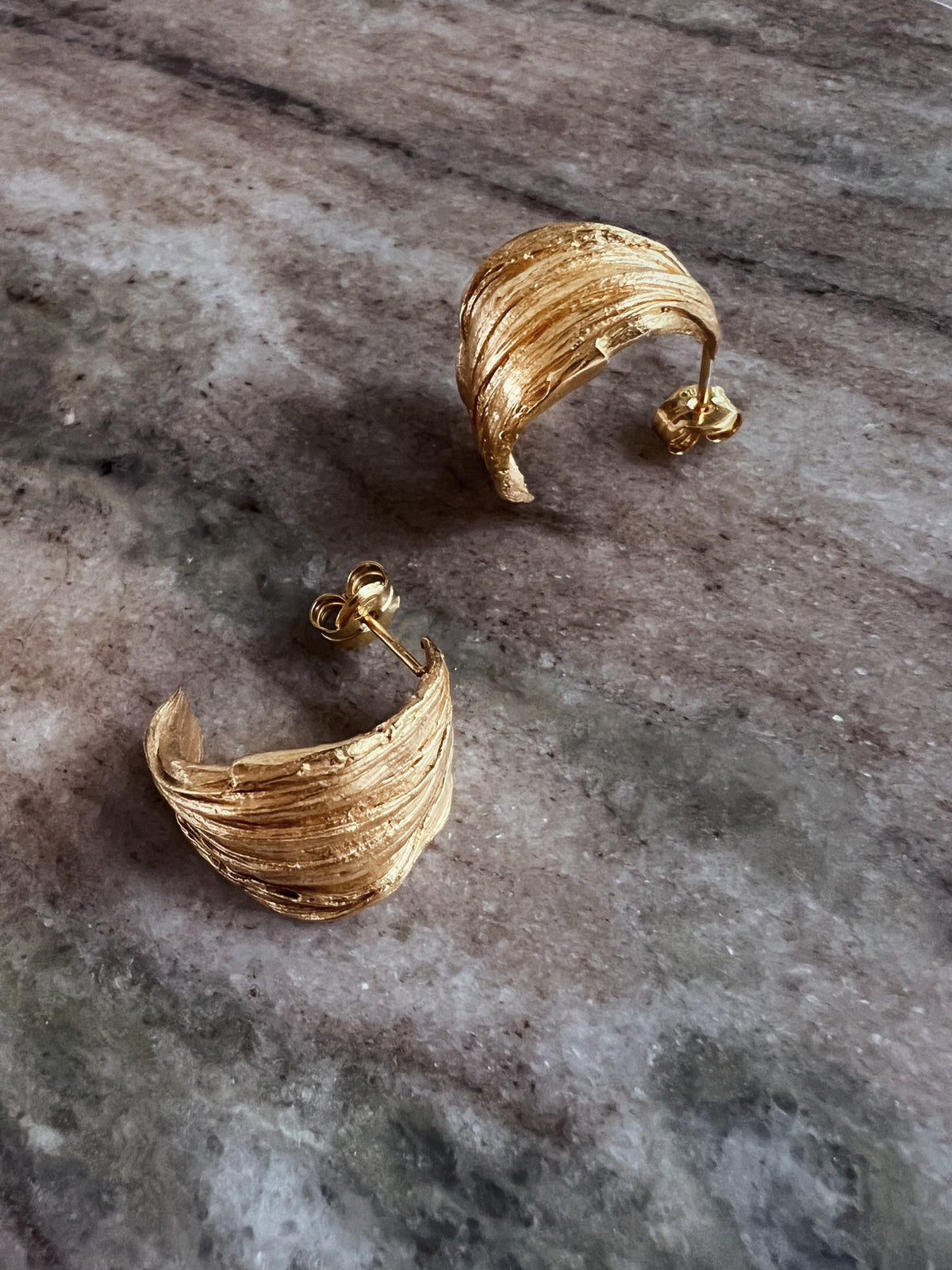 Wide band gold hoop earrings : ssterling silver 925 and 18k gold filled - KathyRossJewelry