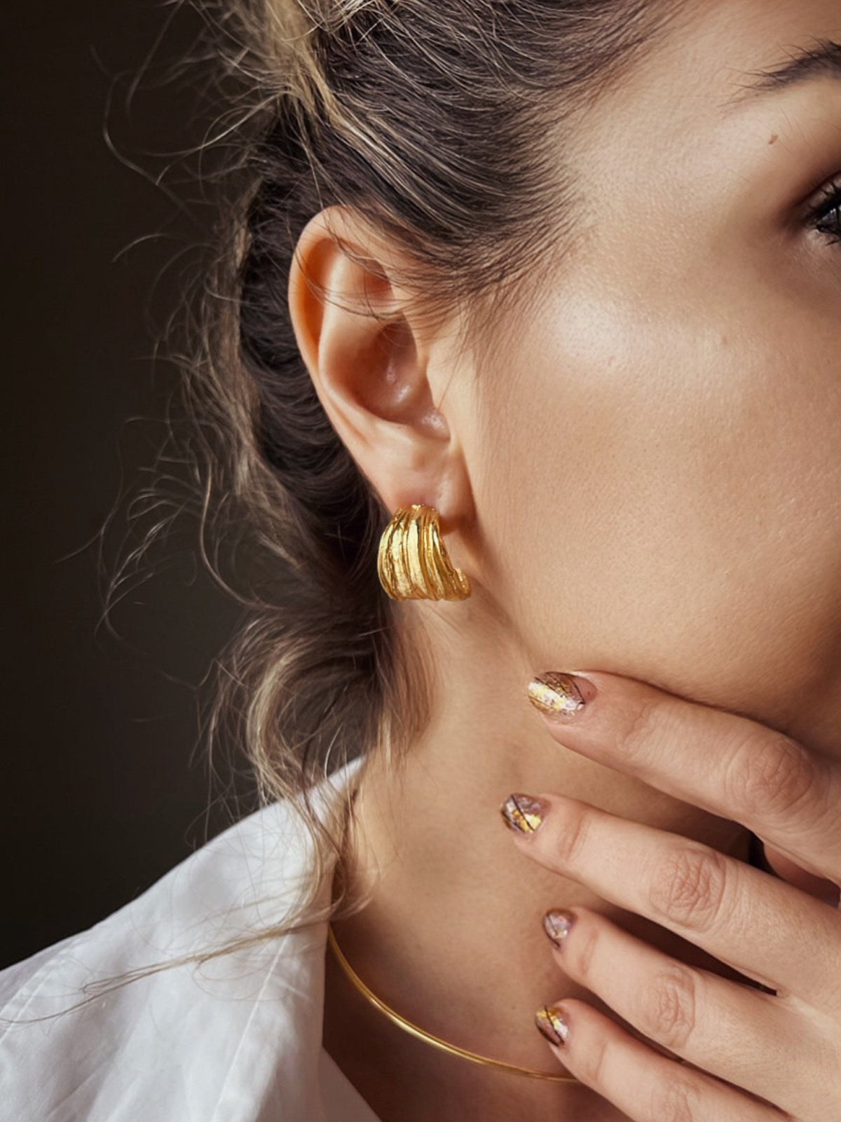 Wide band gold hoop earrings : ssterling silver 925 and 18k gold filled - KathyRossJewelry