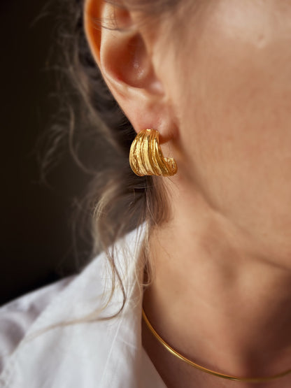 Wide band gold hoop earrings : ssterling silver 925 and 18k gold filled - KathyRossJewelry