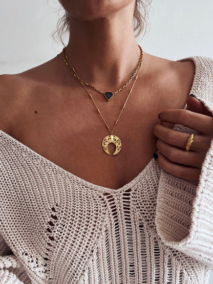 Gold filled solid silver chain necklace with Black Diamond shape gemstone - KathyRossJewelry