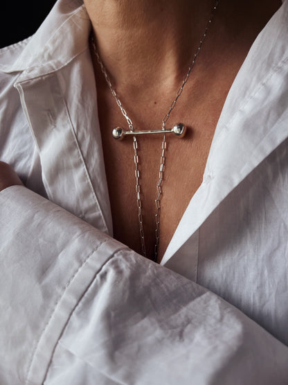 Silver Lariat Necklace: Handmade Minimalist Jewelry - KathyRossJewelry
