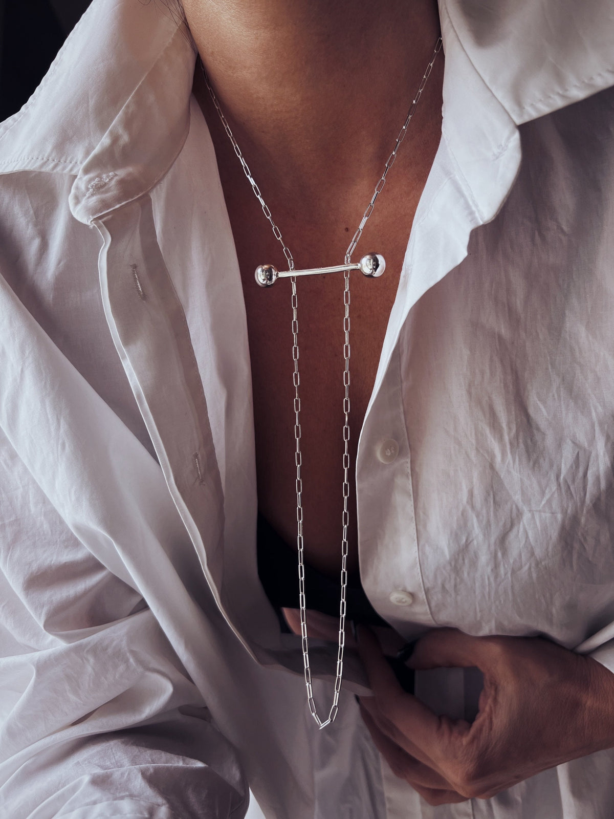 Silver Lariat Necklace: Handmade Minimalist Jewelry - KathyRossJewelry